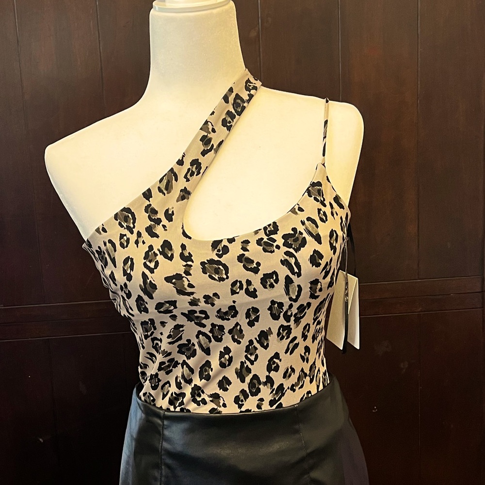 Leopard Print Cross Shoulder Top